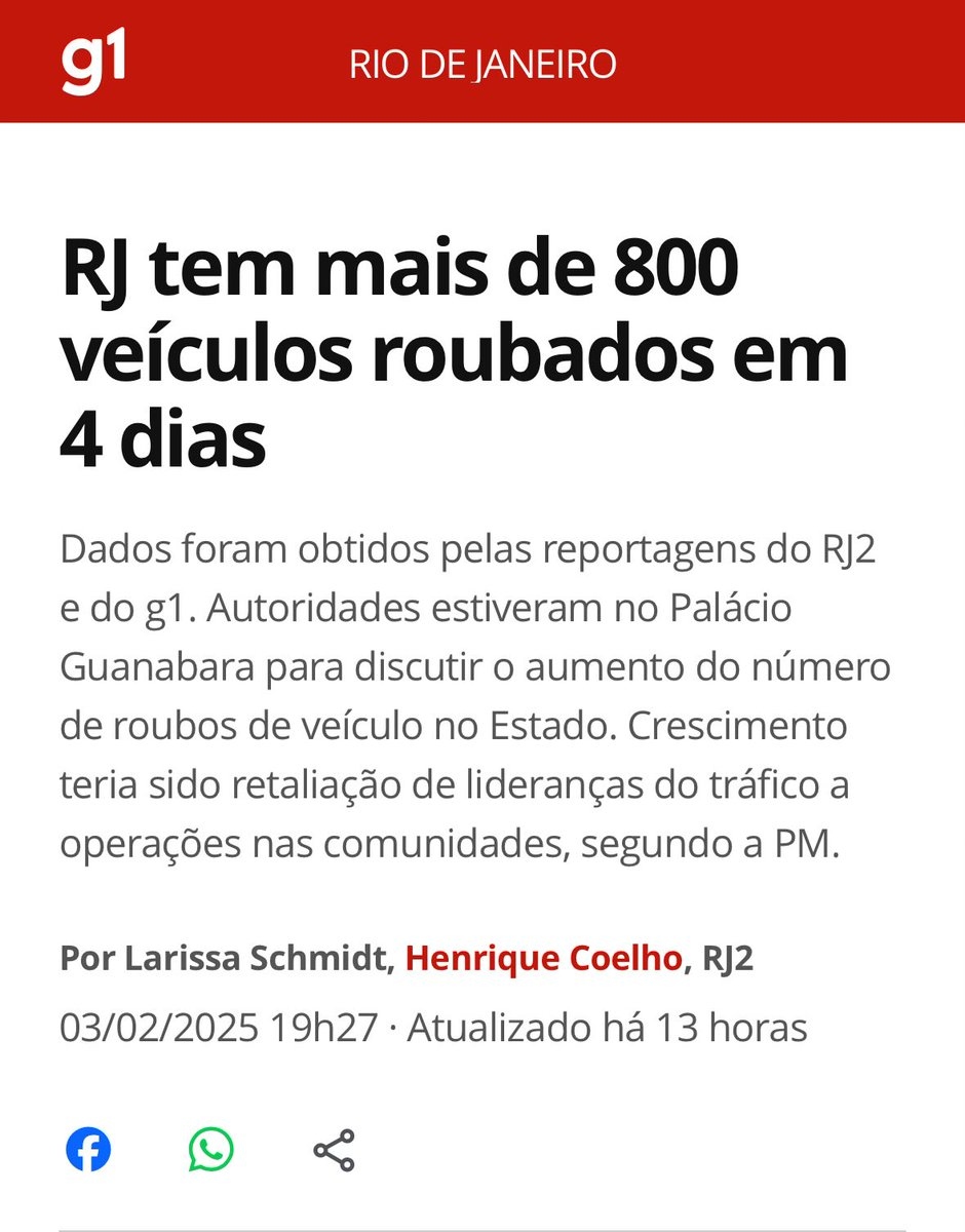 G1 - RJ tem mais de 800 veículos roubados